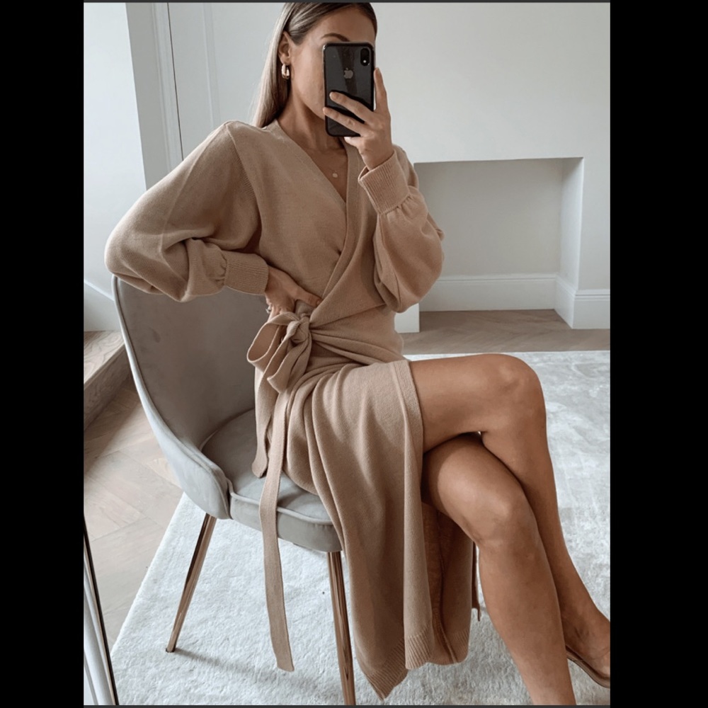 Khaki long sweater cardigan